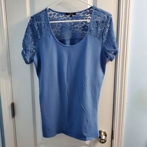 Rue21 Blue Shirt w/ Flower Lace